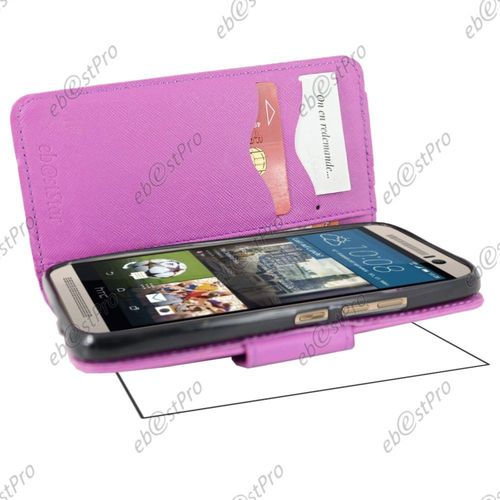 Ebeststar ® Housse Coque Etui Portefeuille Folio Book Livre Simili Cuir Pour Htc One M9, One Hima, Couleur Rose + Film Protection D'écran