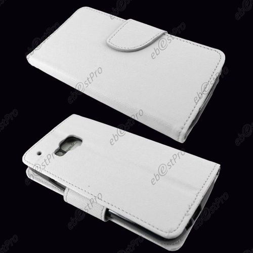 Ebeststar ® Housse Portefeuille Coque Etui Protection Folio Pour Htc One M9, One Hima, Couleur Blanc + Film Protection D'écran