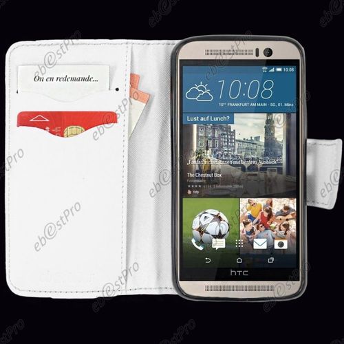 Ebeststar ® Etui Portefeuille Housse Protection Folio Coque Pour Htc One M9, One Hima, Couleur Blanc + Film Protection D'écran
