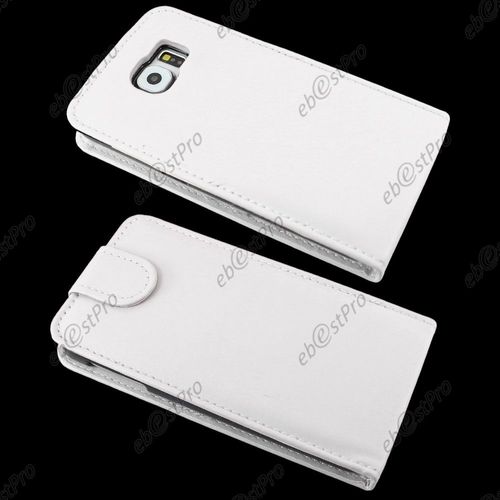 Ebeststar ® Coque Housse Etui Simili Cuir Rabattable Pour Samsung Galaxy S6 Sm-G920f, G920, Couleur Blanc + Film Protection D'écran