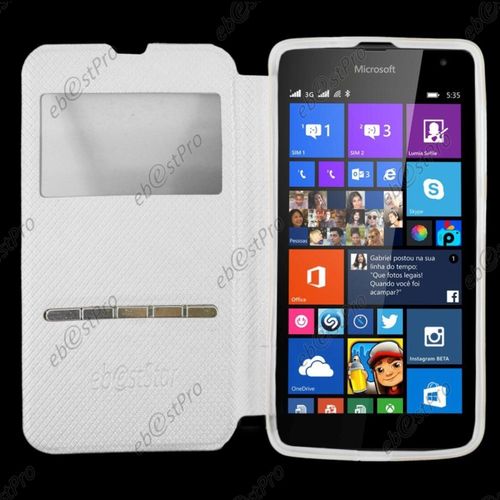 Ebeststar ® Housse Pochette Protection Coque Type S-View Portefeuille Livre Pour Microsoft Lumia 535, Couleur Blanc + Film Protection D'écran