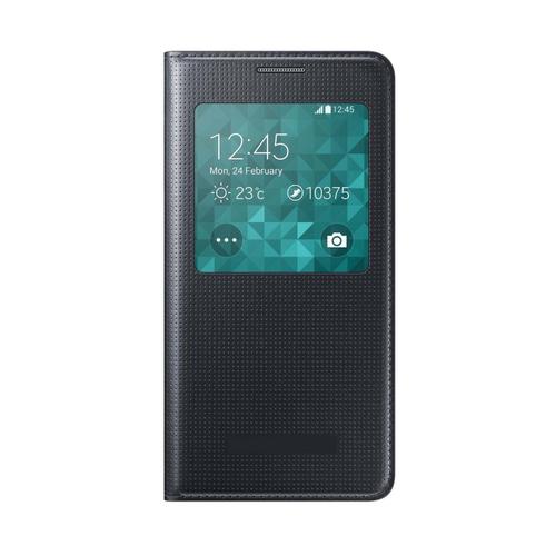 Coque/Housse Samsung Galaxy Alpha - Etui Folio S-View Fenêtre ( Remplace Cache Batterie) Ultra Fin - Noir