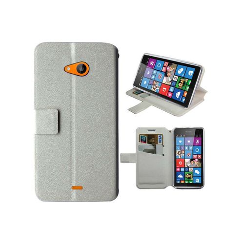 Etui/Housse Nokia Lumia 535 -  Coque Folio Éco Cuir Ultra Fin + 2 Emplacements Cb - Blanc