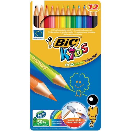 Bic Lot De 6 Boîtes Métal De 12 Crayons De Couleur Eco Kids Evolution 12 Couleurs
