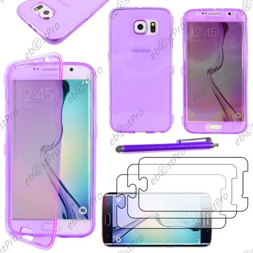 Ebeststar ® Housse Etui Coque Portefeuille Livre Silicone Gel Pour Samsung Galaxy S6 Sm-G920f, G920, Couleur Violet + Stylet 3 Film
