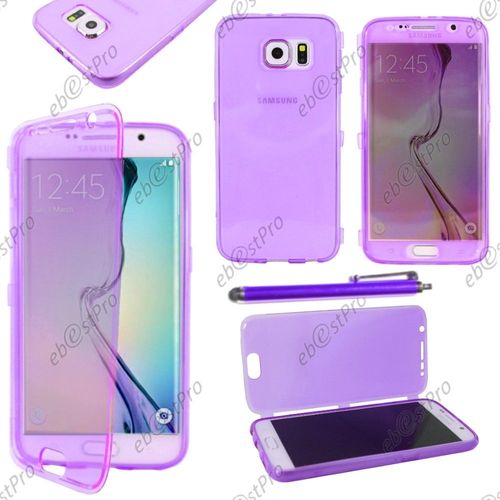 Ebeststar ® Housse Etui Coque Portefeuille Livre Silicone Gel Pour Samsung Galaxy S6 Sm-G920f, G920, Couleur Violet + Stylet + Film Protection D'écran