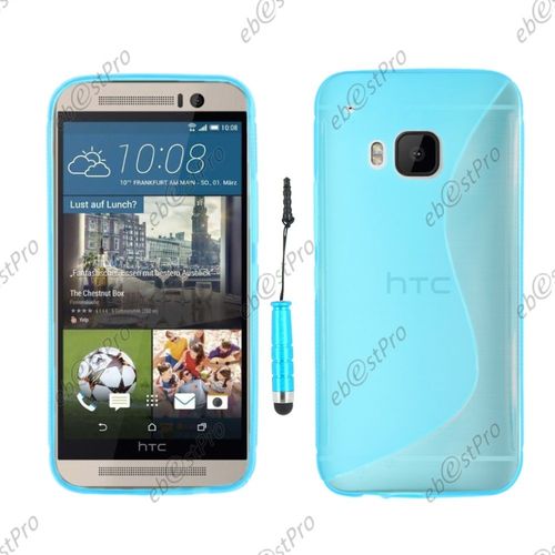 Ebeststar ® Housse Etui Coque Silicone Gel Motif S-Line Protection Souple Pour Htc One M9, One Hima, Couleur Bleu + Mini Stylet + Film Protection D'écran
