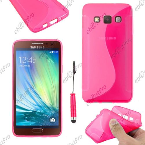 Ebeststar ® Housse Etui Coque Silicone Gel Motif S-Line Protection Souple Pour Samsung Galaxy A3 Sm-A300f, Couleur Rose + Mini Stylet + Film Protection D'écran