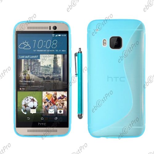 Ebeststar ® Housse Etui Coque Silicone Gel Motif S-Line Protection Souple Pour Htc One M9, One Hima, Couleur Bleu + Stylet + Film Protection D'écran