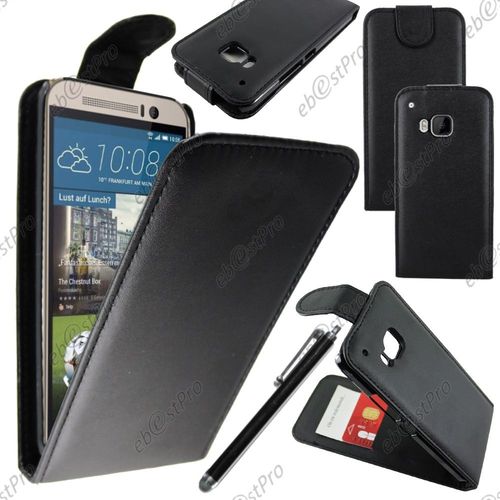 Ebeststar ® Housse Coque Etui Simili Cuir À Rabat Vertical Pour Htc One M9, One Hima, Couleur Noir + Stylet + Film Protection D'écran