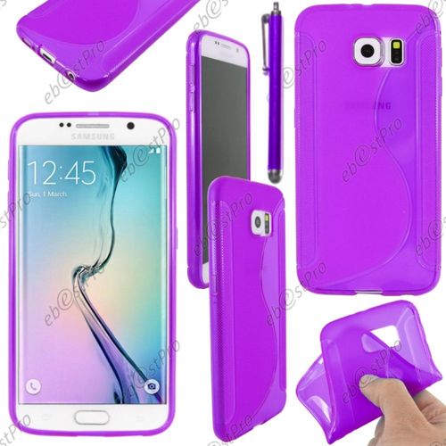 Ebeststar ® Housse Etui Coque Silicone Gel Motif S-Line Protection Souple Pour Samsung Galaxy S6 Sm-G920f, G920, Couleur Violet + Stylet + Film Protection D'écran