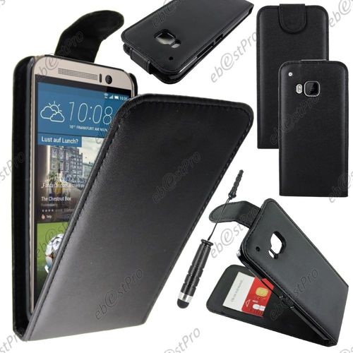Ebeststar ® Housse Coque Etui Simili Cuir À Rabat Vertical Pour Htc One M9, One Hima, Couleur Noir + Mini Stylet + Film Protection D'écran