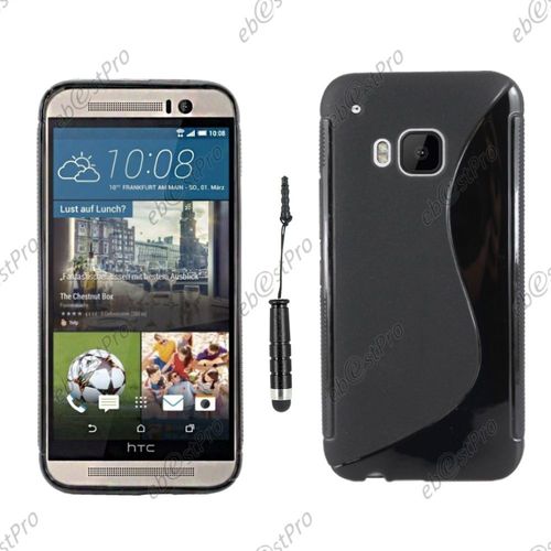 Ebeststar ® Housse Etui Coque Silicone Gel Motif S-Line Protection Souple Pour Htc One M9, One Hima, Couleur Noir + Mini Stylet + Film Protection D'écran