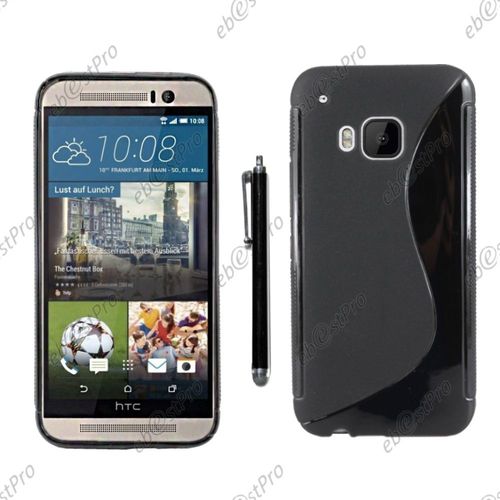 Ebeststar ® Housse Etui Coque Silicone Gel Motif S-Line Protection Souple Pour Htc One M9, One Hima, Couleur Noir + Stylet + Film Protection D'écran