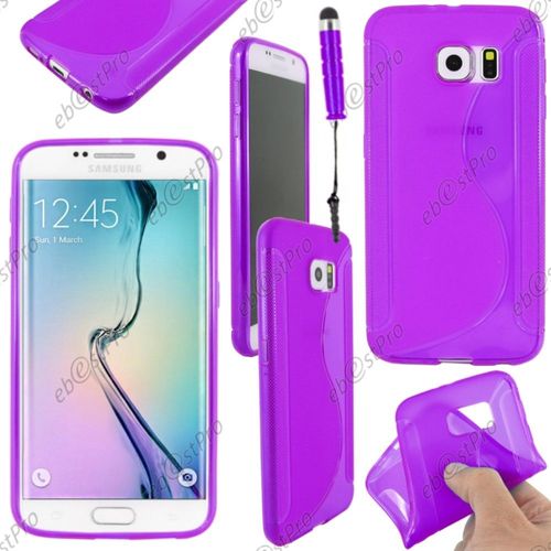 Ebeststar ® Housse Etui Coque Silicone Gel Motif S-Line Protection Souple Pour Samsung Galaxy S6 Sm-G920f, G920, Couleur Violet + Mini Stylet + Film Protection D'écran