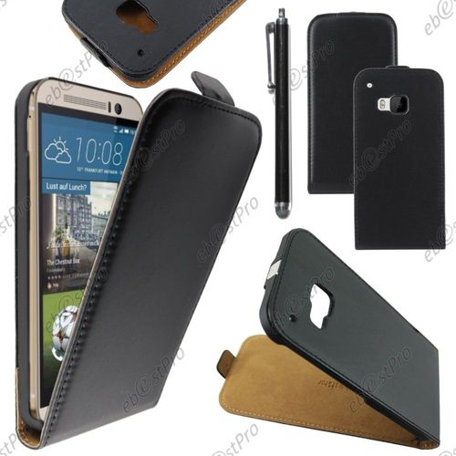 Ebeststar ® Housse Coque Etui En Pu Cuir À Rabat Ultra Fine (Slim Case) Pour Htc One M9, One Hima, Couleur Noir + Stylet + Film Protection D'écran