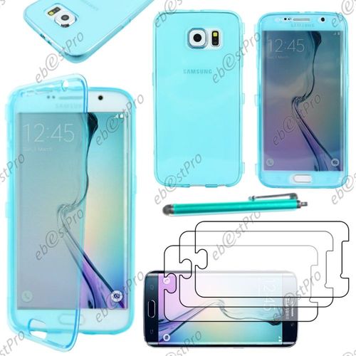 Ebeststar ® Housse Etui Coque Portefeuille Livre Silicone Gel Pour Samsung Galaxy S6 Sm-G920f, G920, Couleur Bleu + Stylet 3 Film