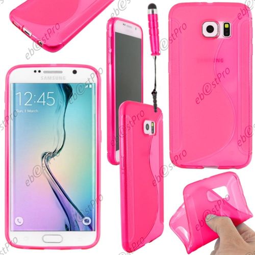 Ebeststar ® Housse Etui Coque Silicone Gel Motif S-Line Protection Souple Pour Samsung Galaxy S6 Sm-G920f, G920, Couleur Rose + Mini Stylet + Film Protection D'écran
