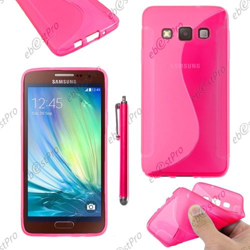 Ebeststar ® Housse Etui Coque Silicone Gel Motif S-Line Protection Souple Pour Samsung Galaxy A3 Sm-A300f, Couleur Rose + Stylet + Film Protection D'écran