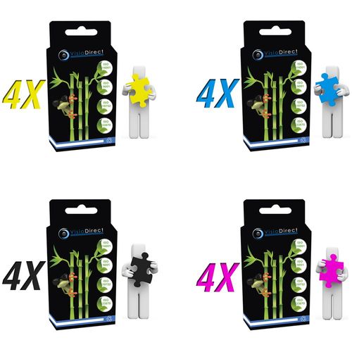 16 cartouches d'encre type LM100BK x4 Noir 500 pages, LM100C x4 Cyan LM100M x4 Magenta LM100Y x4 Jaune 600 pages, pour Lexmark Platinum Pro 908
