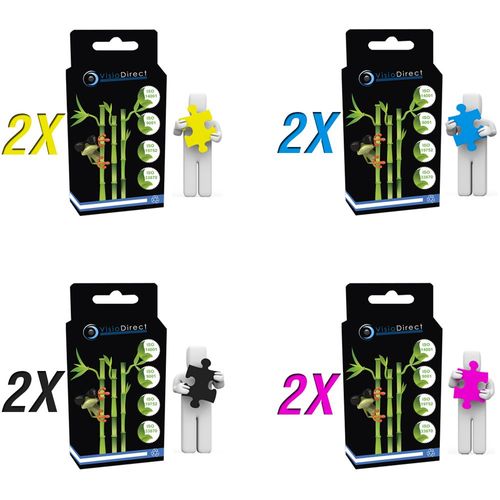 8 Cartouches d'encre type LM100BK x2 Noir 500 pages, LM100C x2 Cyan LM100M x2 Magenta LM100Y x2 Jaune 600 pages, pour Lexmark Platinum Pro 908