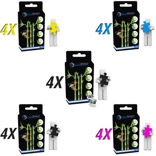 20 cartouches d'encre type LM100BK x8 Noir 500 pages, LM100C x4 Cyan LM100M x4 Magenta LM100Y x4 Jaune 600 pages, pour Lexmark Platinum Pro 908