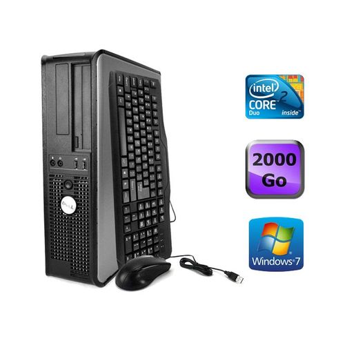 Dell Optiplex 755 Desktop - Intel Core 2 Duo E4500 / 2.2 GHz - RAM 2 Go - HDD 2 To - CDRW / DVD - GigaBit Ethernet - Windows 7 Professionnel