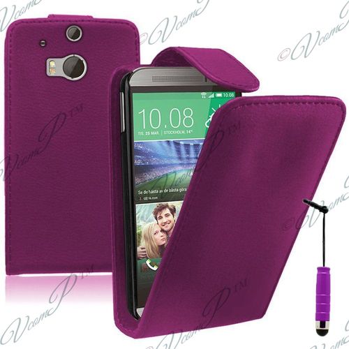 Etui Simili Cuir Pour Htc One (M8) 5.0" - Violet + Mini Stylet