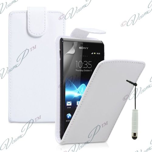 Etui Simili Cuir Pour Sony Xperia E 3.5" - Blanc + Mini Stylet