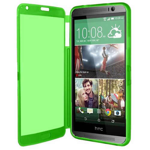 Coque Silicone Pour Htc One (M8) 5.0" Gel Livre Rabat - Vert