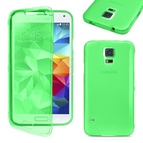 Coque Silicone Pour Samsung Galaxy S5 5.1" Gel Livre Rabat - Vert