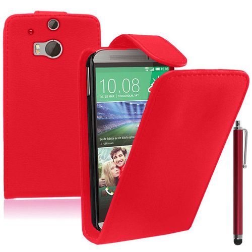 Etui Simili Cuir Pour Htc One (M8) 5.0" - Rouge + Stylet