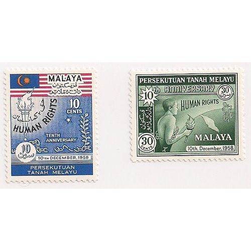 Malaya- Lot De 2 Timbres Neufs- Droits De L'homme