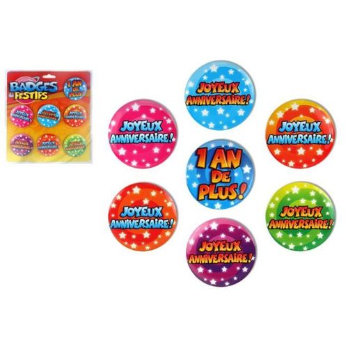 Lot De 7 Badges Festifs Anniversaire