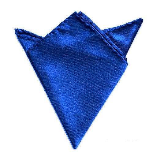 Pochette De Costume Carré Satiné Bleu Foncé