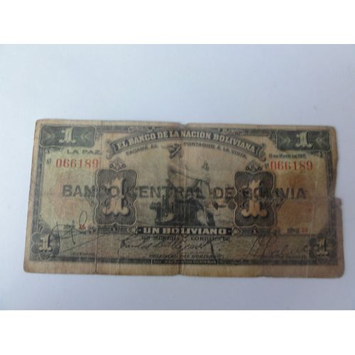 Billet 1 Boliviano 1911 Bolivie Rare