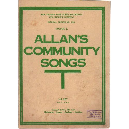 Allan's Community Songs / Piano / Accordeon / Ukelele Symbols / Volume 2