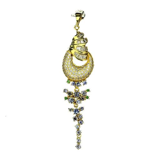 Pendentif Tanzanite Et Grenat Tsavorite . Argent 925 + Plaqué Or Jaune + Chaine