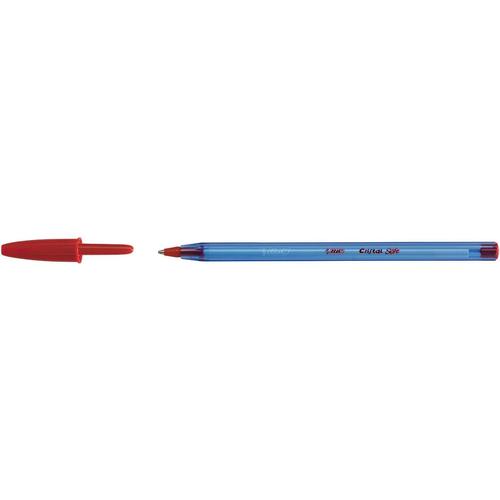 Bic Lot De 20 Stylos Bille Cristal Soft Pte Moy. 1,2 Mm Encre Easyglide Rouge