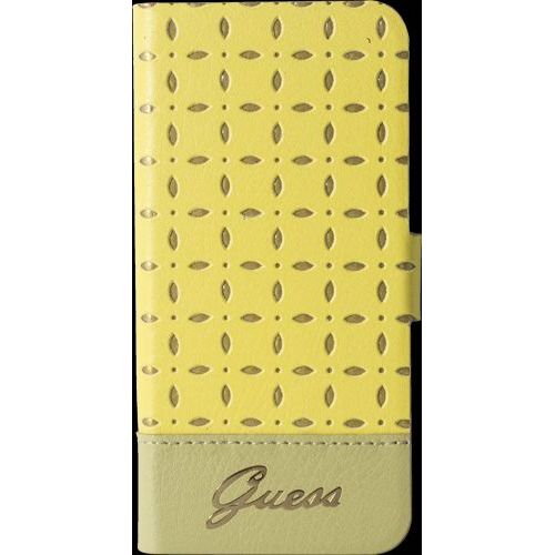Etui Iphone 4/4s Folio Guess Jaune Motif Fleurs