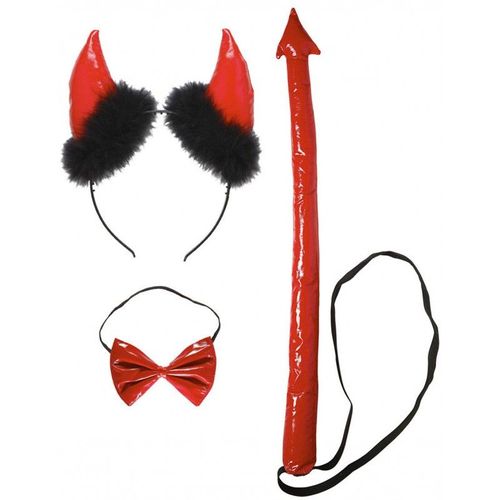 Set Démon Rouge Vinyle Adulte Halloween - 223658 - Taille Unique