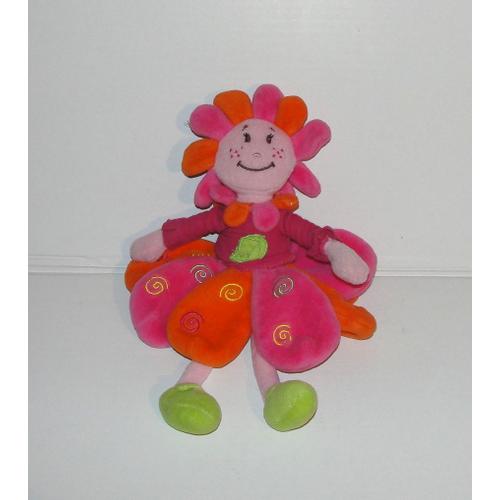 Fleurs Dodo D'amour Doudou Fleur Rose Orange Vert Mgm 28 Cm