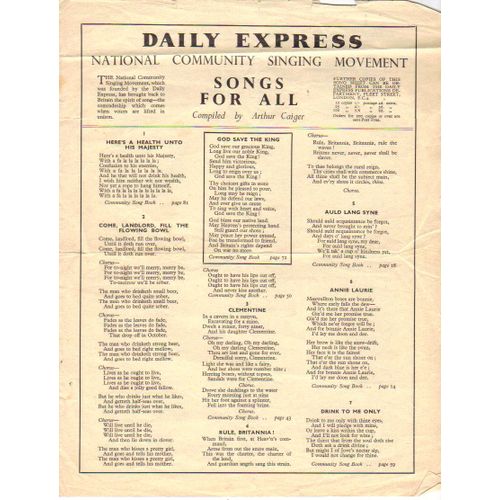 National Community Singing Movement / Songs For All / Daily Epress