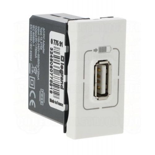 chargeur usb 230v/5v 1 port 1 module legrand mosaic