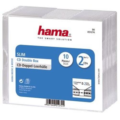 HAM Boîtier CD Slim double, lot de 10, Transparent