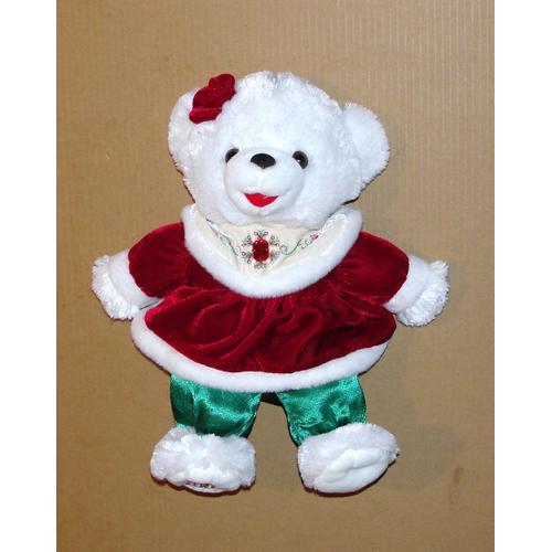 Ours Snowflake Teddy Feminin Peluche Ours Blanc Habit Rouge 2009 Sdsh