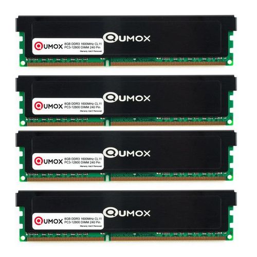 QUMOX 32Go (4x 8Go) DDR3 1600 1600MHz PC3-12800 (240 broches) DIMM pour ordinateur de bureau