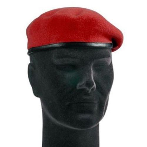 Béret Rouge Amarante En Laine Et Cuir  Taille 54 Neuf