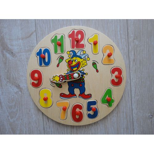 Horloge/Puzzle Bois Pour Apprendre À Lire L'heure