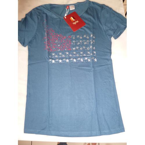 T-Shirt Neuf Bleu Avec Drapeau Étoiles Devant Taille 34/36 Marque :Tipster 